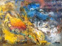 Tahir Bilal Ummi, 36 x 48 Inch, Oil on Canvas, Abstract Painting, AC-TBL-046